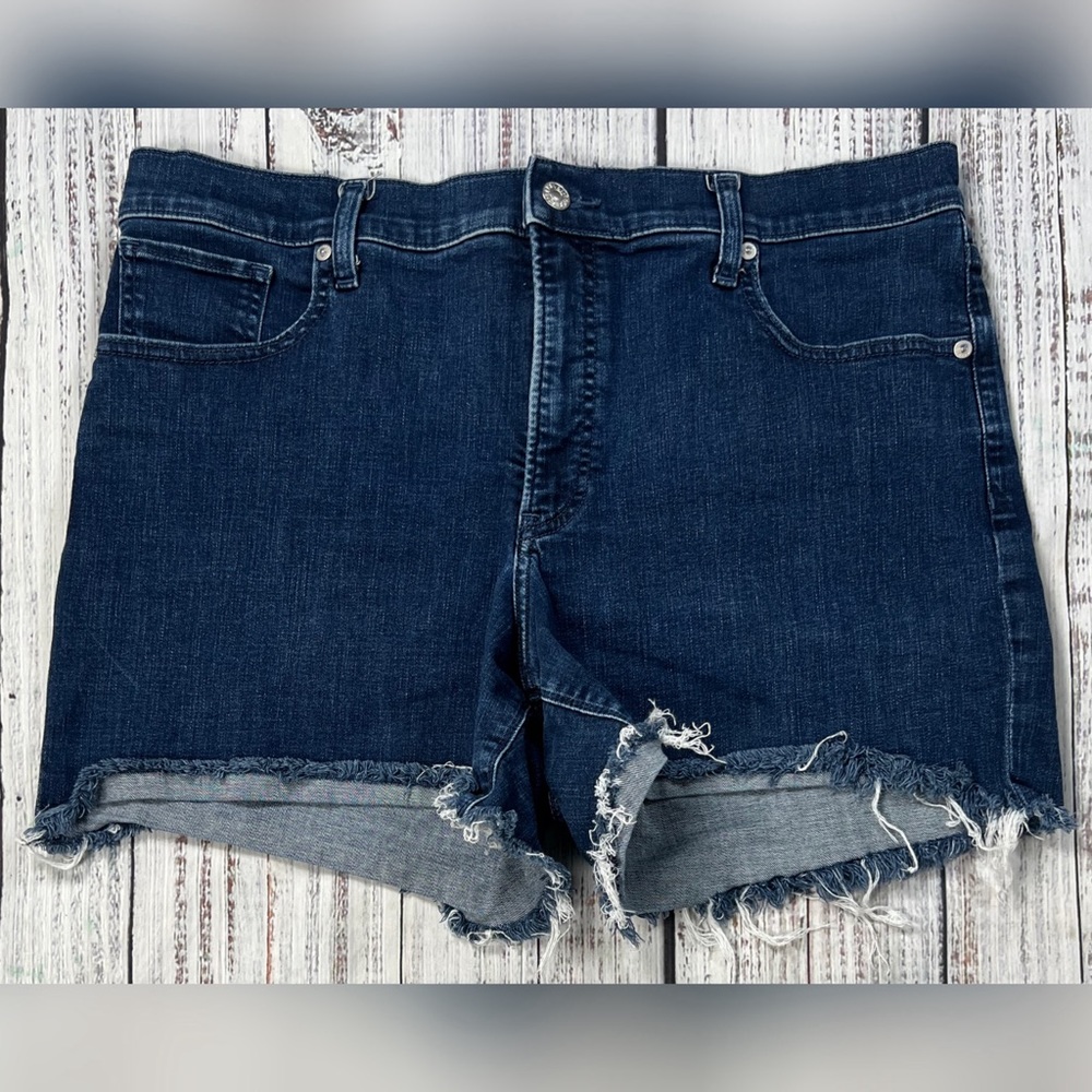 Express Mid Rise Shortie Cut Off Jean Shorts